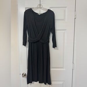 Boden Emma Dress A-line Soft Knit Twist Front Knot Detail Gray Size 10L